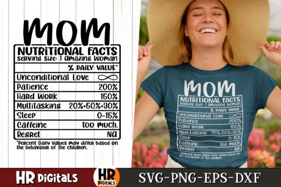 Funny Mom Nutritional Facts SVG for Graphic Designers